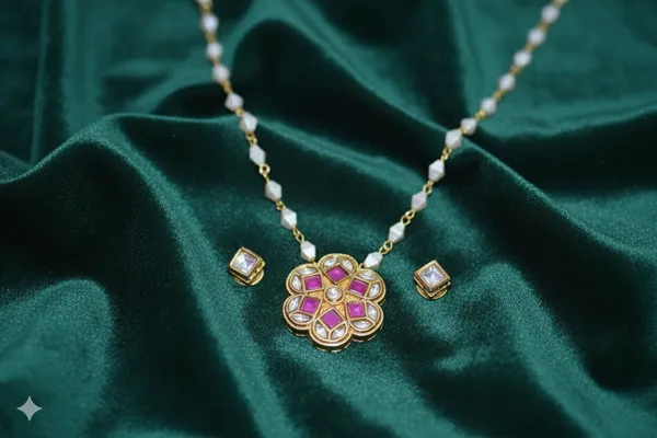 Pink_Brass_Necklace_Set_For_Women